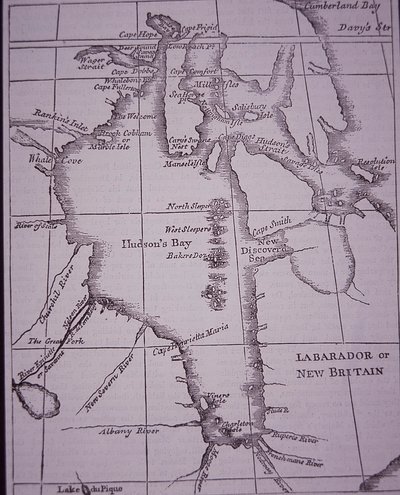 ハドソン・ベイ・カンパニー、1744年発行のハドソン・ベイの地図 作： English School