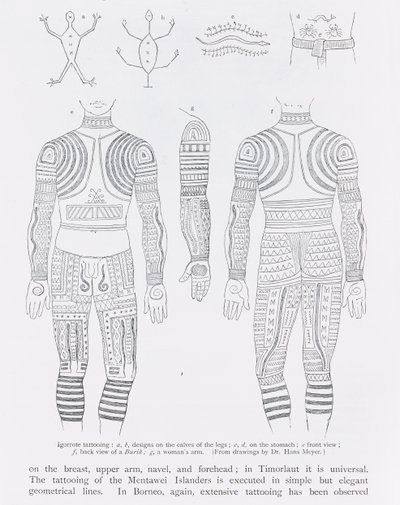 Igorrote tattooing、from the History of Mankind、Vol.1、by Prof. Friedrich Ratzel、1896 作： English School