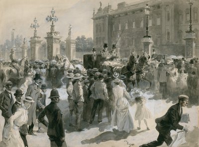エドワード7世の病気、医師たちは1902年6月に宮殿を去る（紙にトイレ） 作： English School