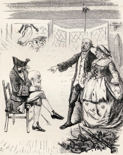 1865年に出版されたThomas Ingoldsbyによる「The Ingoldsby Legends or Mirth and Marvels」からの詩「The Legend of Hamilton Tighe」のJ. Leechによるイラスト 作： English School