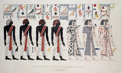1820年に出版されたG. Belzoniによって発見されたテーベの王の墓のイラスト 作： English School