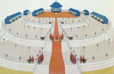 北京天壇でのシャンティの帝国崇拝、サミュエルウェルズウィリアムス（1812-84）1883による中王国のイラスト 作： English School