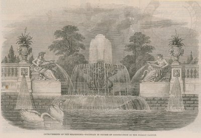 蛇紋岩の改良-イタリア庭園の建設中の噴水 作： English School