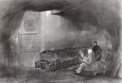 石炭鉱山では、1860年に出版されたW.Fordyceによる「イギリス北部における石炭、コークス、炭田および製鉄の歴史」のイラスト 作： English School