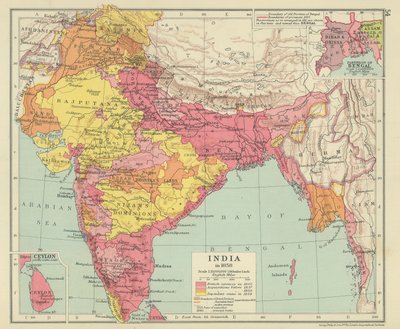 1858年のインド（カラーリトグラフ） 作： English School