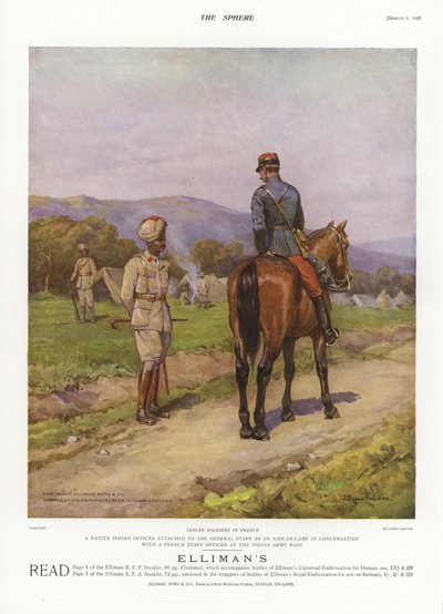 フランス、第一次世界大戦のインドの兵士 作： English School