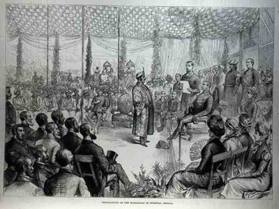 1882年1月21日、The Illustrated London Newsからのベンガル、バードワンのマハラジャの設置 作： English School