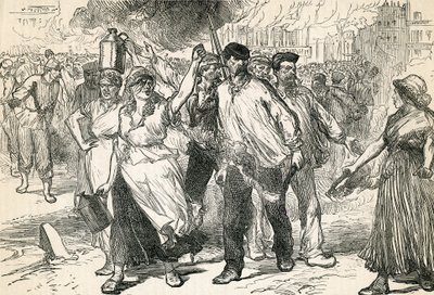 1872年のカッセルズイラストレイテッドヒストリーから抜粋した反乱軍のパリの通り 作： English School
