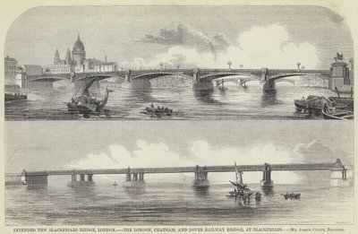 Intended New Blackfriars Bridge, London, Chatham, and Dover Railway Bridge, at Blackfriars (e.g. engraving) 作： English School