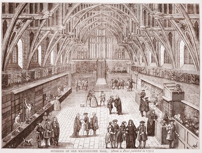 1797年に出版された版画からのオールドウェストミンスターホールの内部 作： English School