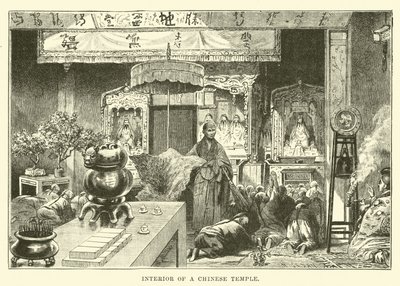 中国の寺院の内部 作： English School