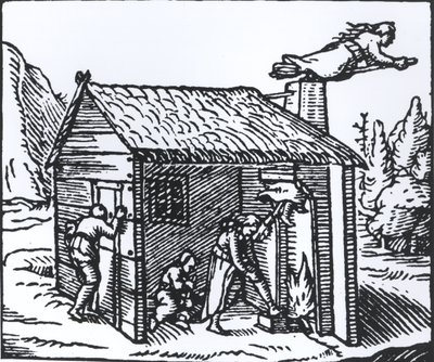 魔女の家の内部、1579 作： English School