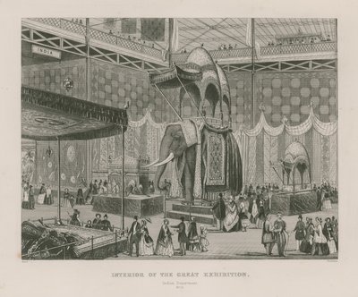偉大な展覧会のインテリア、1851年、インド省 作： English School