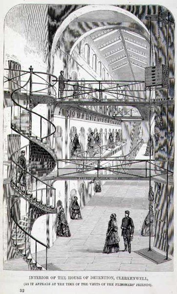 クラーケンウェルの拘置所の内部（Henry Mayhew（1812-87）とJohn Binnによる「The Criminal Prisons of London and Scenes of Prison Life」より 作： English School