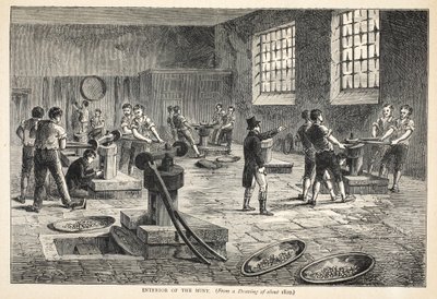 1820年頃の絵からの造幣局の内部 作： English School