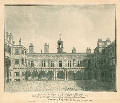 内部ビューサマセットハウス、ザストランド、ロンドン。 1777年にWモスが描いた版画に基づく 作： English School