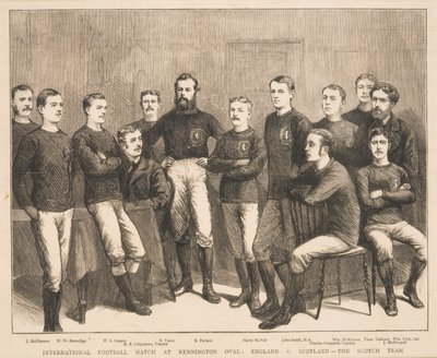 ケニントンオーバルでの国際サッカーの試合：イングランド対スコットランド-1879年のグラフィックのスコッチチーム 作： English School