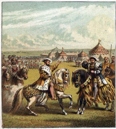フランソワ1世（1494-1547）とヘンリー8世（1491-1547）のフランス・イギリス両王へのインタビュー（6月7日、黄金の布のキャンプにて 作： English School