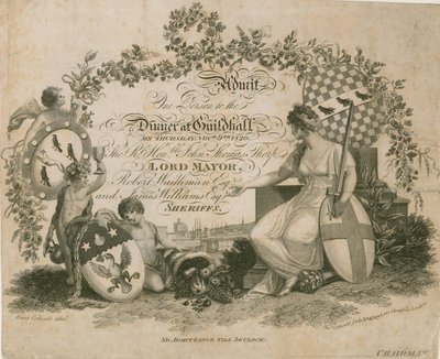 1820年11月9日、ロンドンのギルドホールでの宴会への招待 作： English School