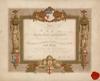 1854年11月9日、ロンドンのギルドホールでの宴会への招待 作： English School
