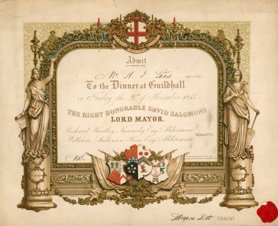 1855年11月9日、ロンドンのギルドホールでの宴会への招待 作： English School