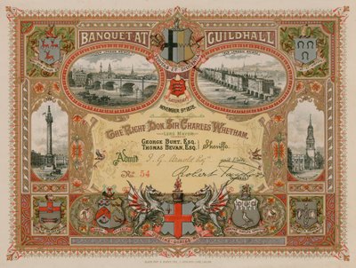 1878年11月9日、ロンドンのギルドホールでの宴会への招待 作： English School
