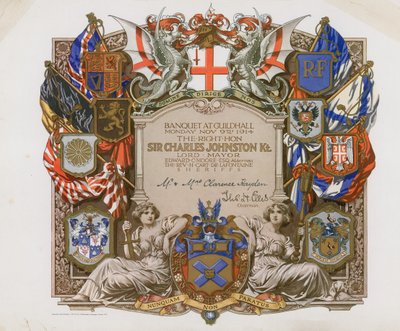1914年11月9日、ロンドンのギルドホールでの宴会への招待 作： English School