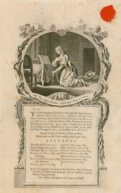 1775年5月4日に右ハートフォード伯爵と食事をする招待 作： English School
