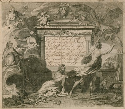 1753年にロンドンウォールのセントアルファージでニコルソン氏の葬式への招待 作： English School