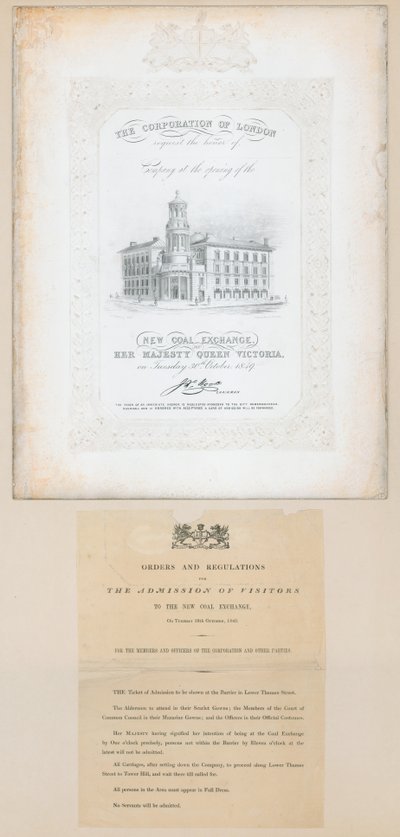 1849年10月30日、新しい石炭取引所の開会への招待 作： English School