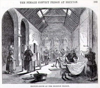 ブリクストン刑務所のアイロン室（Henry Mayhew（1812-87）とJohn Binnyによる「The Criminal Prisons of London and Scenes of Prison Life」より 作： English School