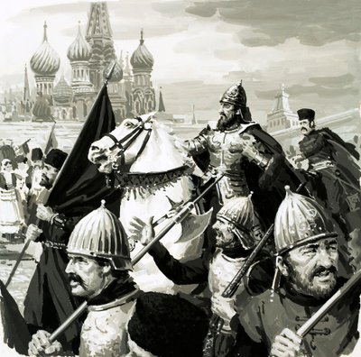 ロシアの皇帝イヴァンは、タルタルとの戦いで彼の価値を証明しました 作： English School