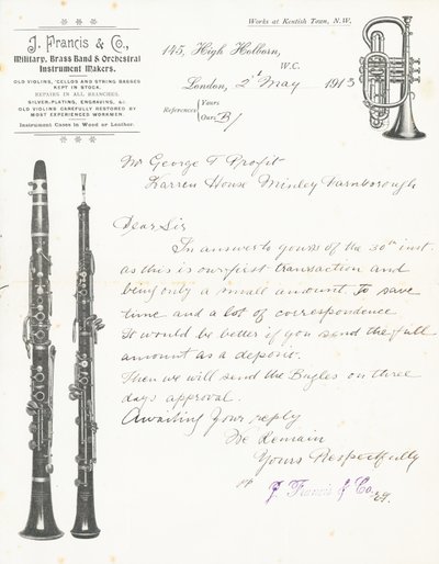 J Francis＆Co、軍、ブラスバンド、オーケストラ楽器メーカー 作： English School