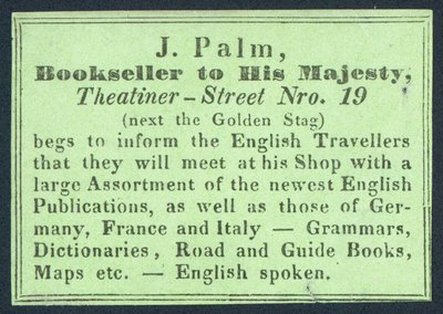 J Palm、陛下の書店、トレードカード 作： English School