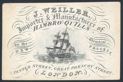 J Weiller、Hambro Quills、2 Tenter Street、貿易カードの輸入業者および製造業者 作： English School