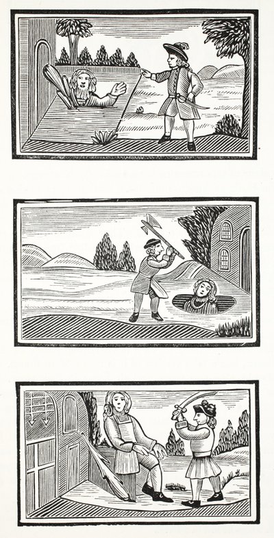ジャックと巨人、ジョン・アシュトンによる18世紀のチャップブックのイラスト、パブ。 1882 作： English School