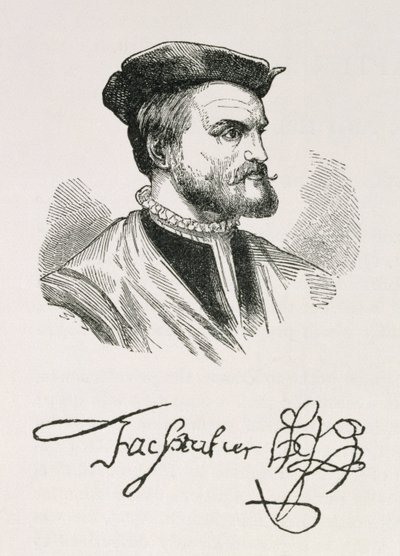 ジャックカルティエ（1491年〜1557年）の「アメリカの物語と批評の歴史」第4巻、1886年の図 作： English School