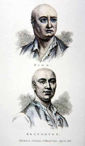 ジェームズ・フィッグとジャック・ブロートン、1812年に出版された版画から（カラーリソ） 作： English School