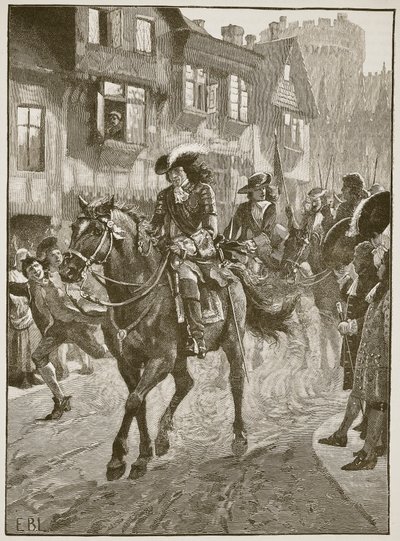 ボインの戦いの後でダブリンに入ったジェームズ、カッセルズイラストレイテッドイングランドオブイングランドのイラスト（セピア写真） 作： English School
