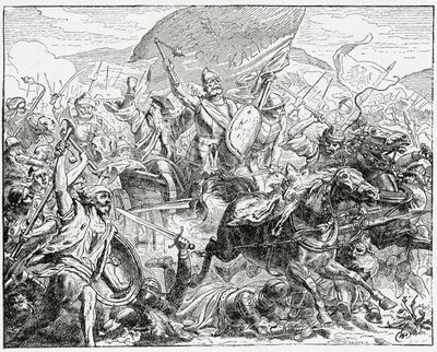 1882年の1410年のグルンヴァルトの戦いで勝利したヤンジスカ 作： English School
