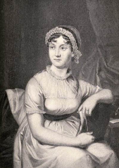 「有名な女性の家への小さな旅」からのジェーン・オースティン（1775-1817）のイラスト、1897年発行（331580も参照） 作： English School