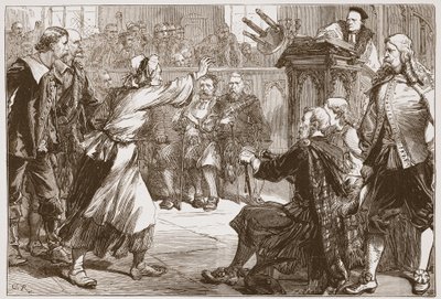 ジャネットゲデスがエジンバラの学部長に腰掛け、ジェームスエイトケンワイリー（1808〜1890年）のプロテスタンティズムの歴史のイラスト（パブ）。 1878 作： English School