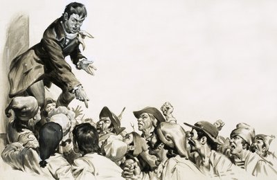 ジャン・ポール・マラはパリの暴徒の心に憎悪を呼び起こした 作： English School