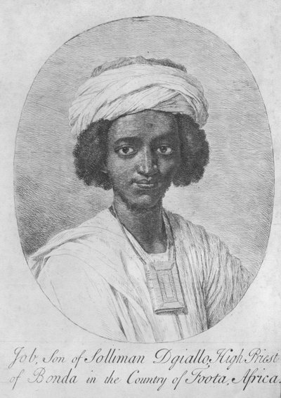 ジョブ、ソリマン・ディジャロの息子、アフリカ国フッタ国のボンダ大祭司、1750年頃（エッチングと彫刻） 作： English School