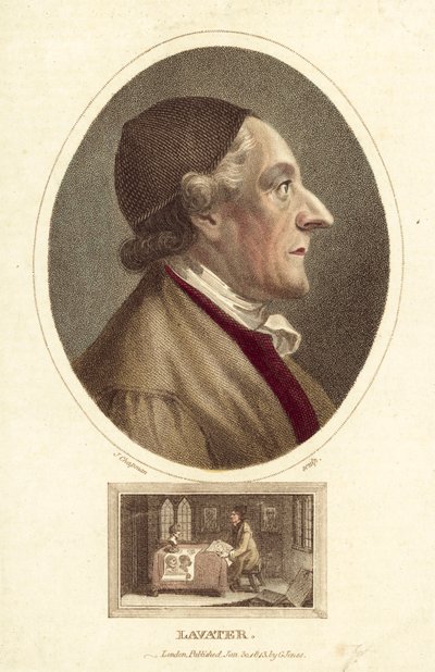 スイスの詩人、哲学者、人相学者、神学者であるJohann Kaspar Lavater (カラー彫刻) 作： English School