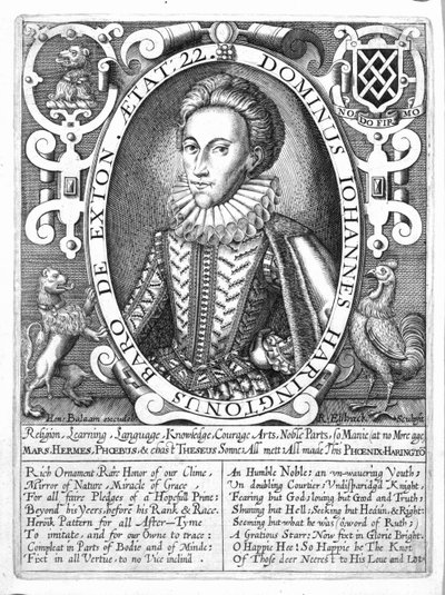 ジョン・ハリントン、エクストンの第2男爵ハリントン、レノルド・エルストラックによって彫刻、1610-14年頃 作： English School