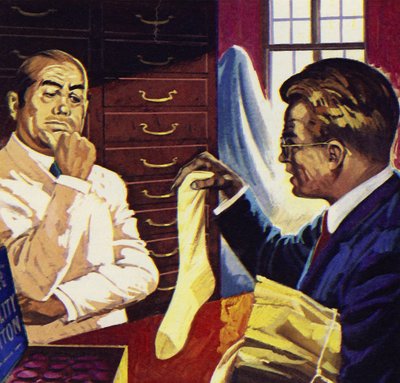 ジョンロジベアードは、足を乾いた状態に保つための綿のアンダーソックを発明しました 作： English School