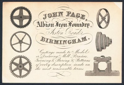 John Page、Albion Iron Foundry、トレードカード 作： English School