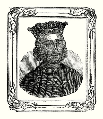 ジョンは1167年に生まれ、1199年に王位に就き、1216年に死去した(彫刻) 作： English School