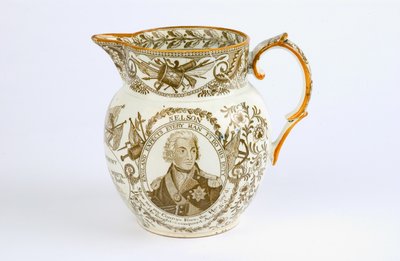 ホレイショネルソン（1758-1805）c.1805（陶器）の戦いと栄誉を記念した転送デザインの水差し 作： English School